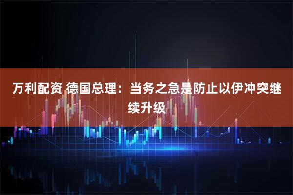 万利配资 德国总理：当务之急是防止以伊冲突继续升级